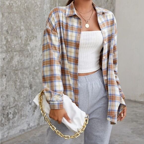 Plaid Button Down Shirt Like New - Picture 1 of 7